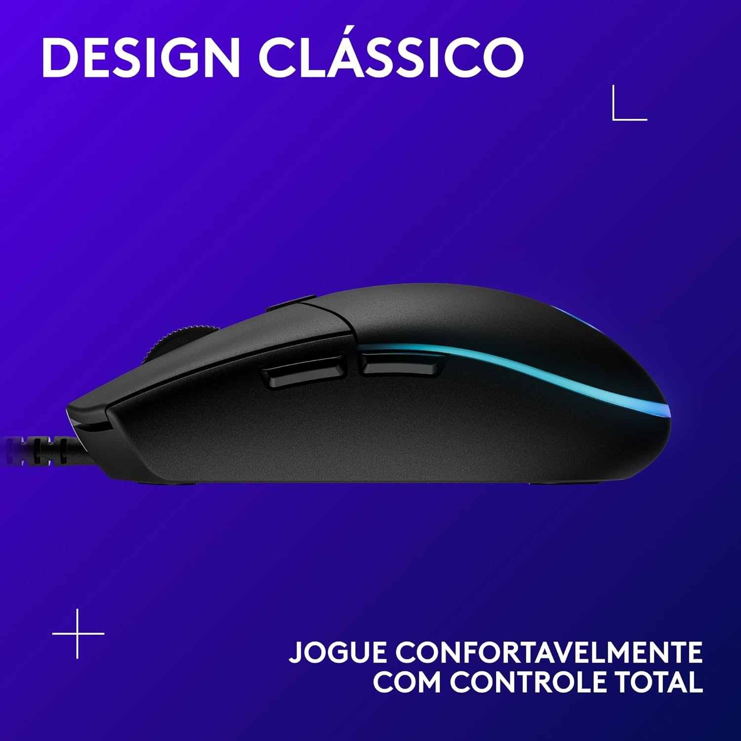 Mouse Gamer Logitech G203 LIGHTSYNC RGB, Efeito de Ondas de Cores, 6 Botões Programáveis e Até 8.000 DPI - Preto - Imagem 10