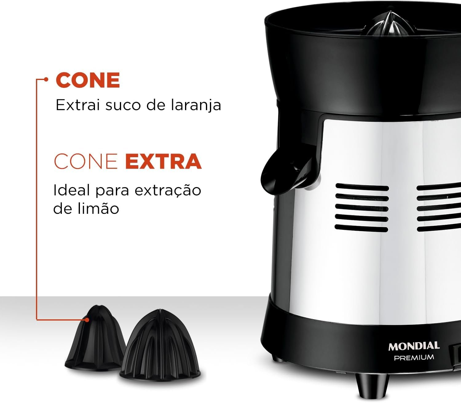 MONDIAL Extrator de Sucos Turbo Premium Preto/Inox, 250W, Bivolt - E-10 - Imagem 3