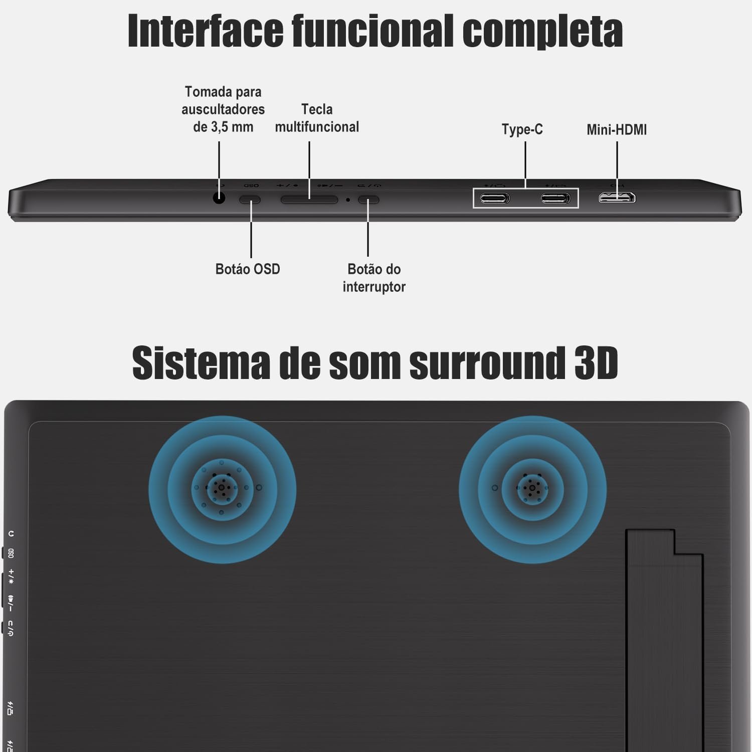 ANTUVI Monitor Portátil 15.6'', 1080P, MINI Segunda de Notebook Extensor De Tela, Ultra-Slim e portátil, com alto-falante de pé, Adequado para Viagens, Casa, Trabalho/Jogos - Imagem 8