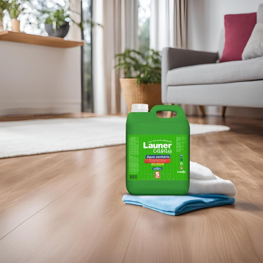 Água Sanitária – Baixo Odor, Desinfetante Multiuso, Limpeza Profunda e Eliminação de Germes e Bactérias -Launer Casa Saniclor 5L - Imagem 3
