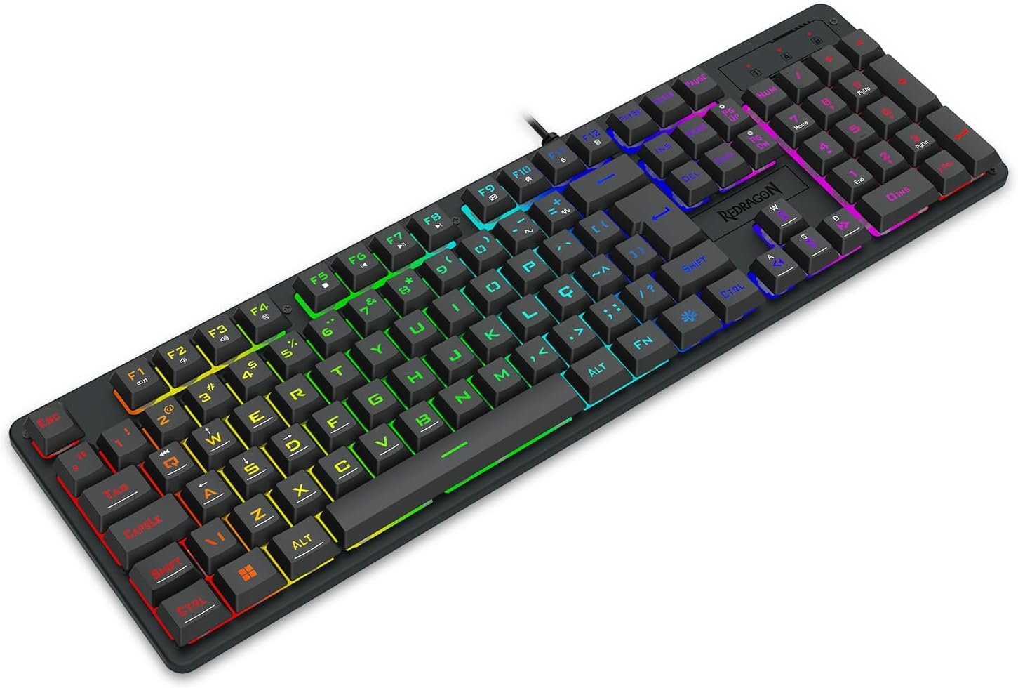 Teclado Membrana Gamer Redragon Netherbane Iluminação Rainbow Preto ABNT2 K521-R PT - Imagem 5