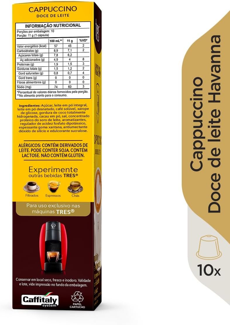 Capsula de Cappuccino Doce De Leite TRES 3 Corações 10 unid - Imagem 3