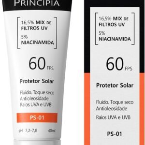 Protetor Solar Facial Principia FPS 60, 16,5% Mix de Filtros UV + 5% Niacinamida FPS 60 PS-01 com 40ml