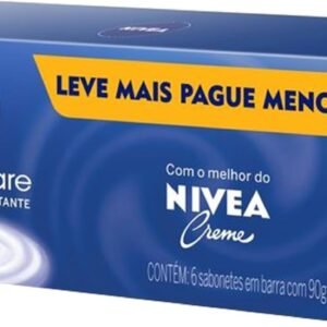 NIVEA Sabonete em Barra Creme Care Promo 6 un. 90g – Limpa e deixa a pele macia mesmo após o banho, com glicerina, fragrância NIVEA Creme e o exclusivo ingrediente Eucerit
