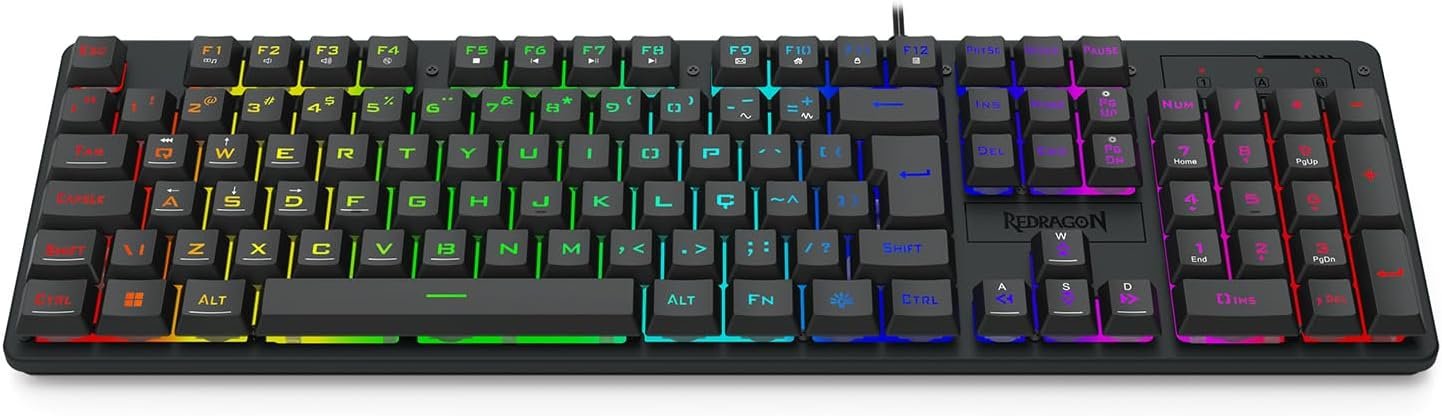 Teclado Membrana Gamer Redragon Netherbane Iluminação Rainbow Preto ABNT2 K521-R PT - Imagem 4