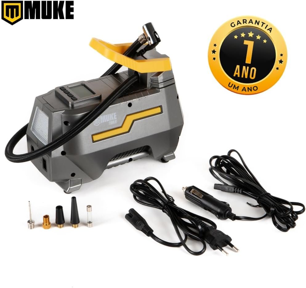 Mini Compressor De Ar Elétrico Portátil Bivolt 110/220v E 12v Muke Tools 120w 150 Psi Para Carro E Casa - Imagem 6