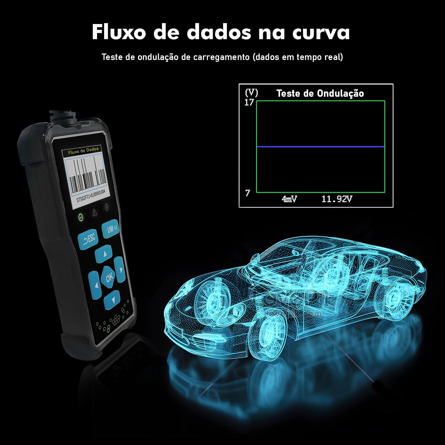 Scanner Automotivo OBD2 Portátil com Tela, Leitura/Apagamento de Códigos, Dados em Tempo Real, Teste I/M, EVAP e O2, Relatório de Diagnóstico — 12 V, para Carros com Conector OBDII (16 pinos) - Imagem 8
