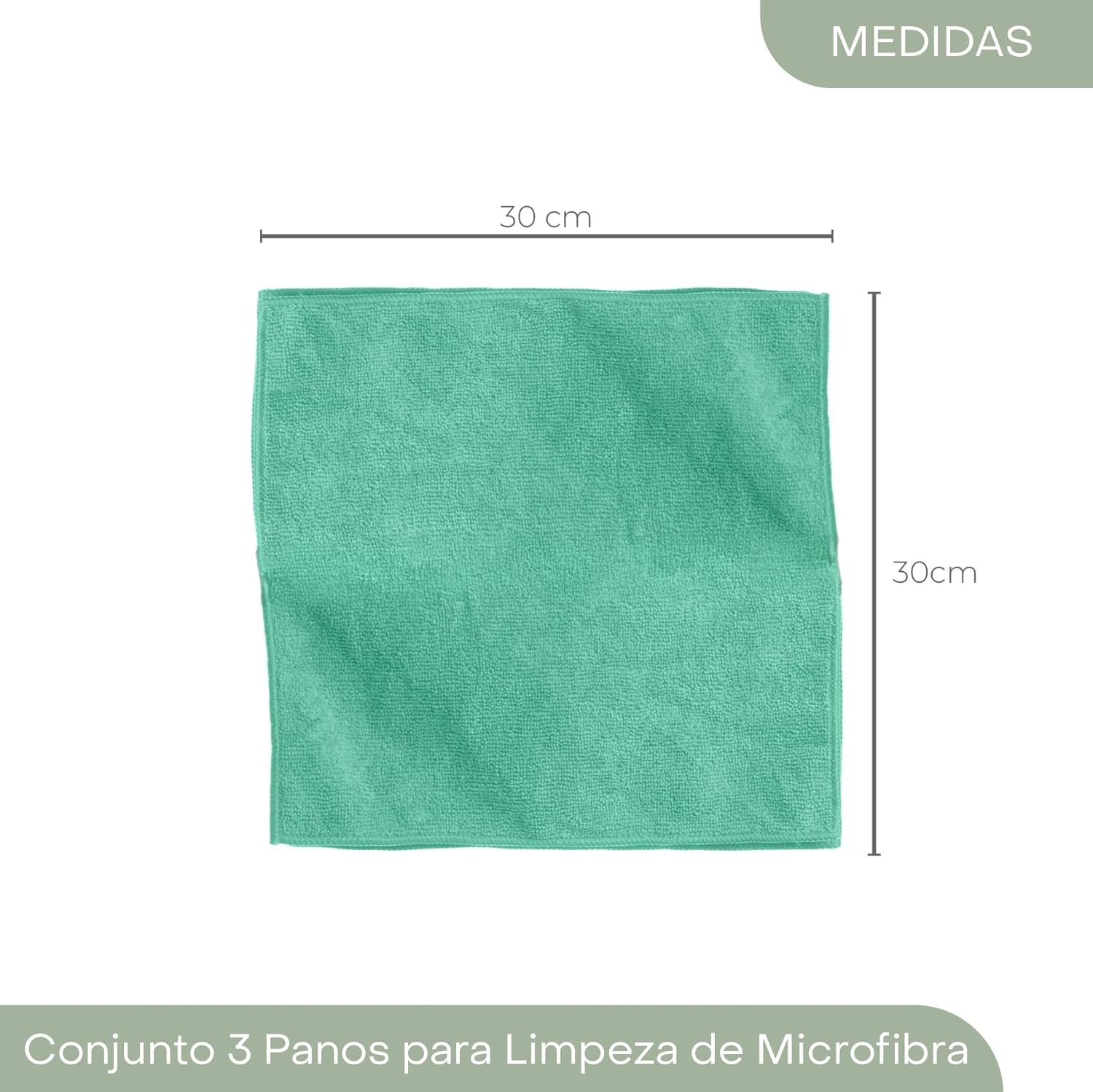 Conjunto 3 Panos para Limpeza de Microfibra 30cm - Lyor - Imagem 5