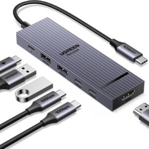 Hub 6 em 1 UGREEN Revodok Pro, USB-C, 10 Gbps, 4K, 60 Hz, HDMI, Energia de Energia de 100 W, para MacBook Pro/Air, iPad Pro, Thinkpad Rog Ally
