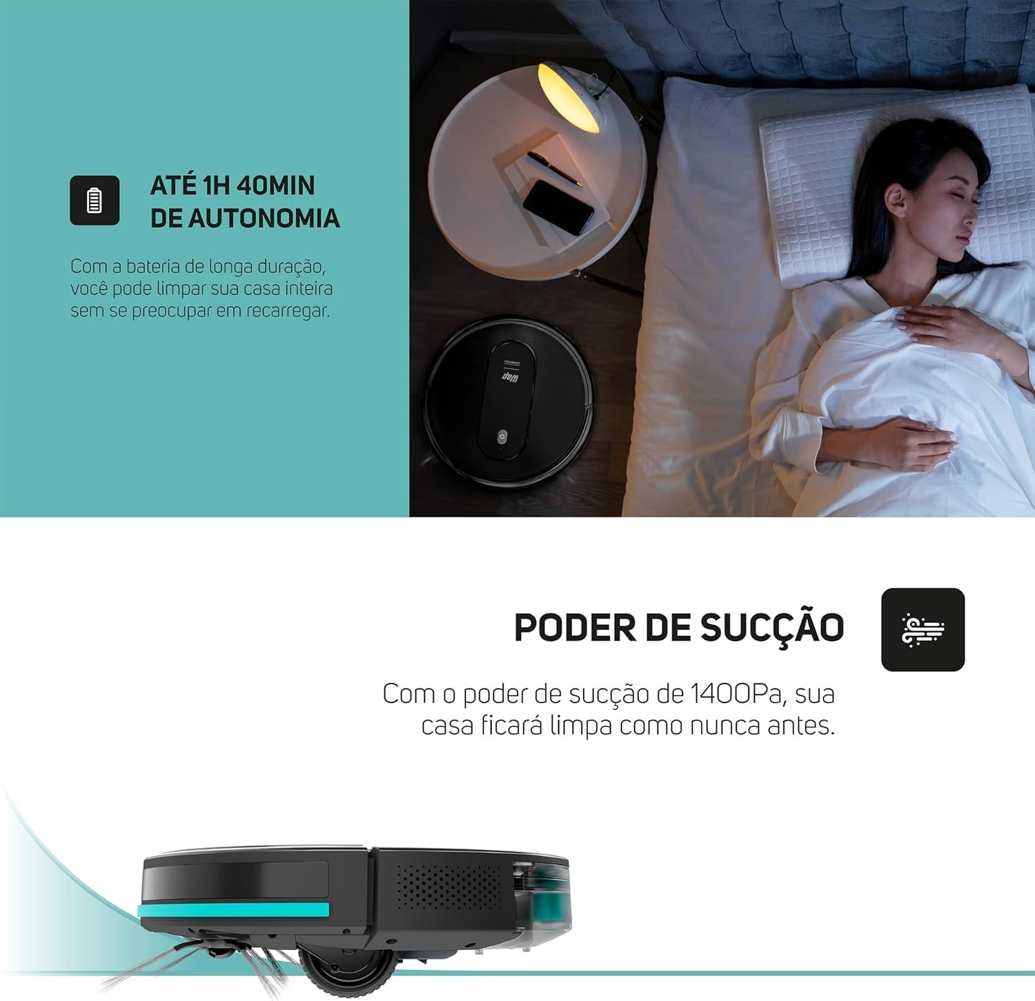 WAP Aspirador de Pó Robô ROBOT W400 3 em 1, Automático, 300ml, Compatível com Assistentes de Voz, 30W 10,8VDC Bivolt - Imagem 27