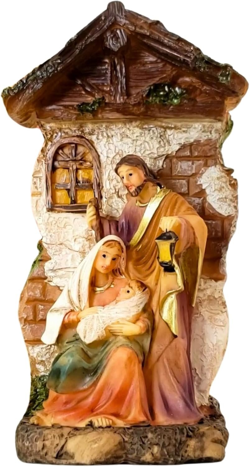 Presépio Sagrada Família Resina 13cm Natal Escultura Decorativa Religiosa (Branca) - Imagem 5