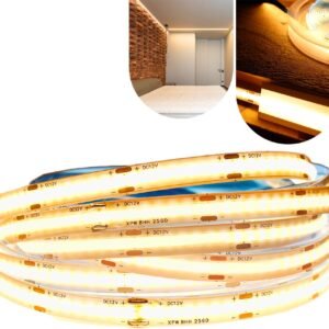 Fita Cob Super Led 5 Metros 320led/m 12v Ip20 Alto Brilho (Branco Quente)