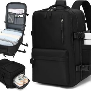 Mochila de Viagem Expansivel Grande Masculina Feminina,Mochila Avião Notebook Bolsa de Sapato,Executiva,Antifurto,Reforçada,USB,Impermeável,Escolar,Faculdade,Trabalho,Presente