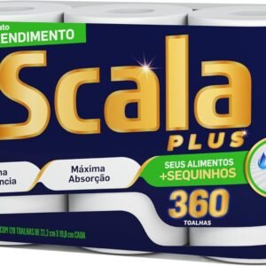 Scala Plus Papel Toalha Mega, 360 Toalhas (3 Rolos de 120 Toalhas Cada)