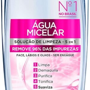 L’Oréal Paris, Água Micelar Solução de Limpeza 5 em 1 Limpa, Demaquila, Purifica, Suaviza e Reequilibra, Cuidado Diário Multifuncional para Todos os Tipos de Peles 200ml