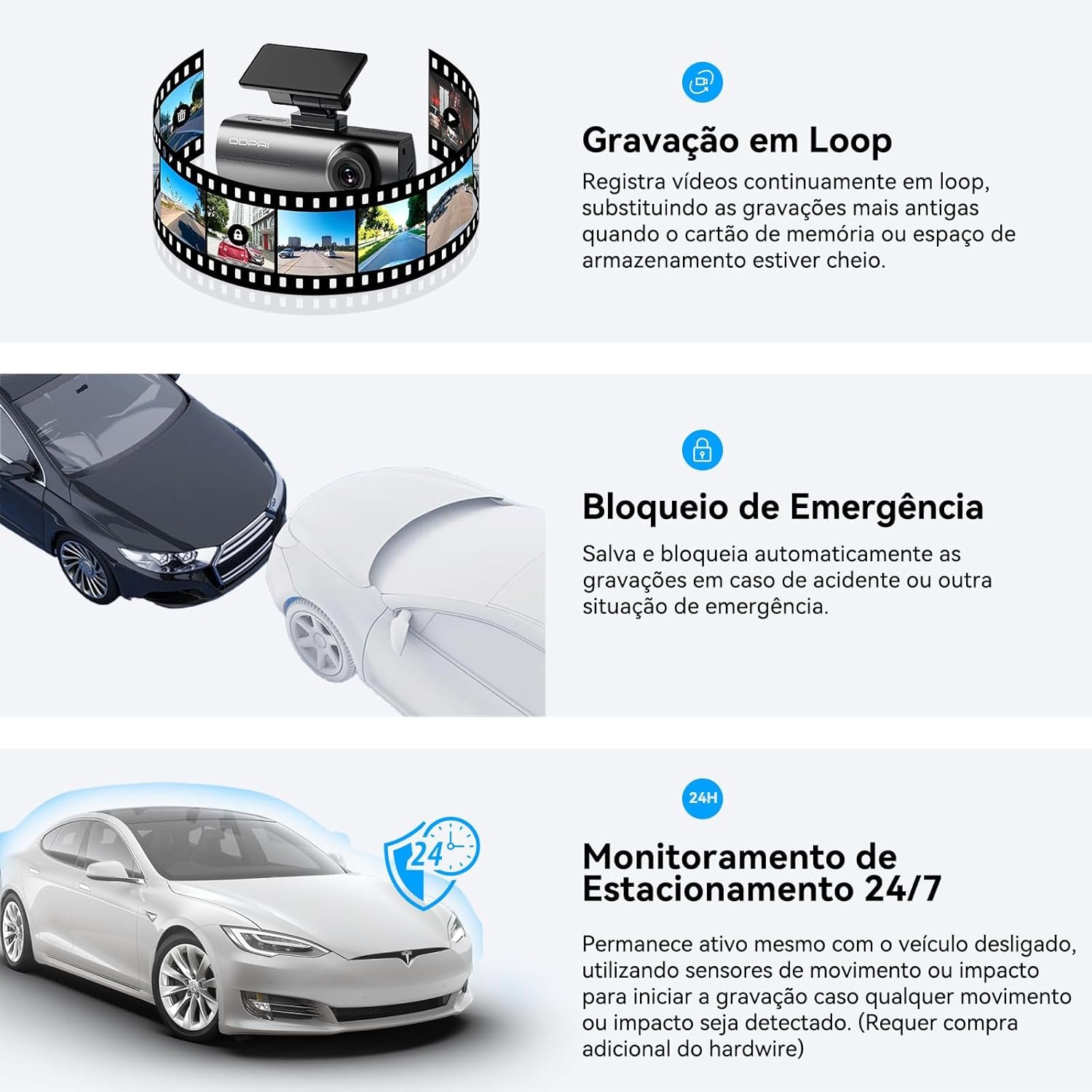 DDPAI N1 Câmera Veicular Dupla 1296P + 1080P com Wi-Fi, Câmera para Carro com Visão Noturna, Sensor G, Gravação em Loop e Modo Estacionamento 24h, Supercapacitor (Cartão SD Não Incluído) - Imagem 6
