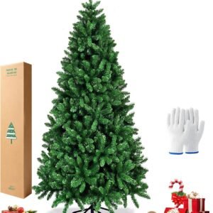 Árvore de Natal Luxo Pinheiro, 1.8M 900 Galhos, Folhagem Exuberante e Bela Decoração Festiva. Perfeito para Presentes e Decorações de Natal, Equipado com Luvas de Instalação (Verde-2)