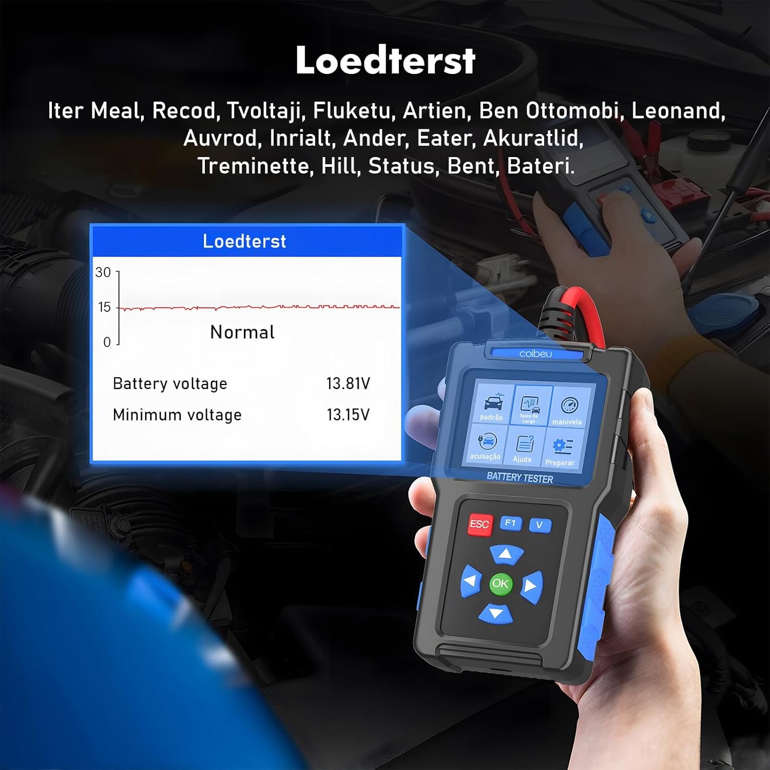 Testador de Bateria Automotiva 12V/24V com Medidor CCA – Tela 2,4", Teste de Partida e Alternador, compatível AGM/EFB/GEL, USB para atualização, Proteção de Polaridade Reversa, para carros, caminhões - Imagem 8