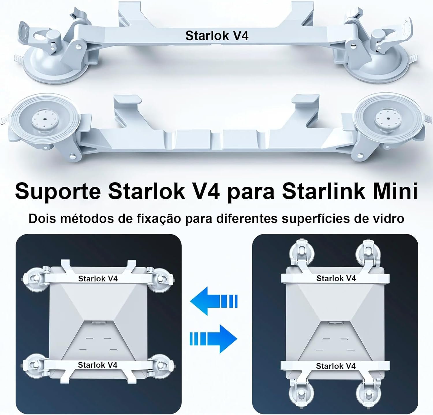 Starlok V4 Suporte Para Antena Starlink Mini Portátil Com 4 Ventosas Veicular de Carro Para Painel Parabrisa Teto Avião Barco Casa Janela Resistente Seguro Instalação Material Premium - Imagem 2