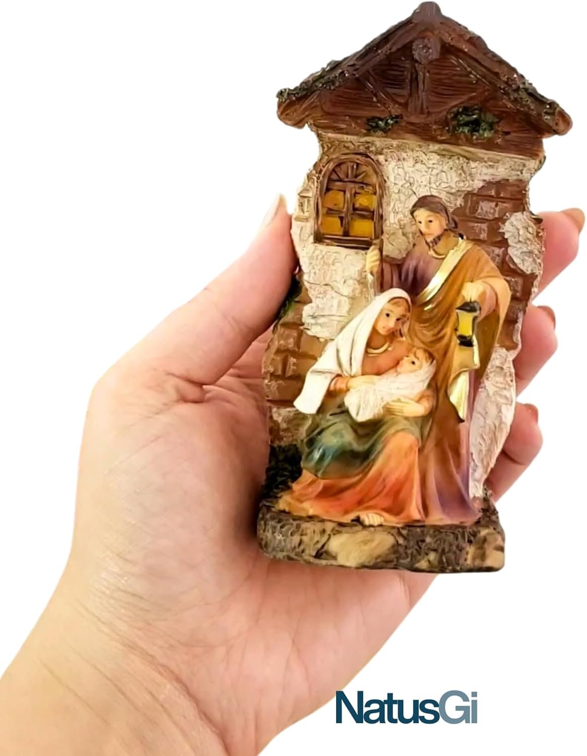 Presépio Sagrada Família Resina 13cm Natal Escultura Decorativa Religiosa (Branca) - Imagem 3