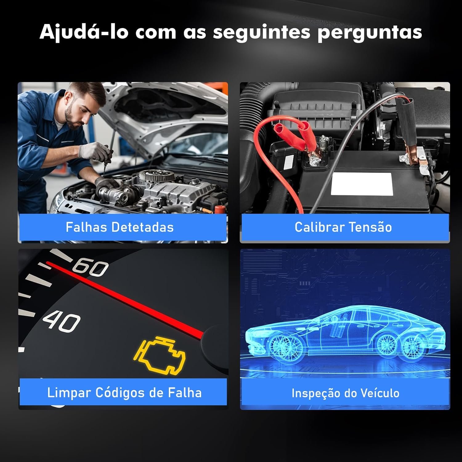 Scanner Automotivo OBD2 Portátil com Tela, Leitura/Apagamento de Códigos, Dados em Tempo Real, Teste I/M, EVAP e O2, Relatório de Diagnóstico — 12 V, para Carros com Conector OBDII (16 pinos) - Imagem 7