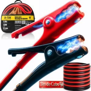 Cabo de Chupeta 1200A 3 Metros 12mm com Bolsa Reforçada para Carros, Caminhonetes, SUVs e Motos – Alta Potência e Confiabilidade em Emergências Automotivas