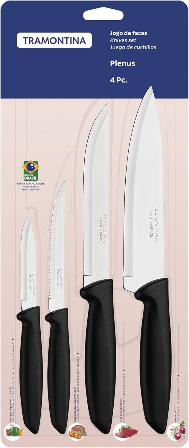 Tramontina JOGO FACAS INOX 4PC PLENUS PRE, Preto - Imagem 4