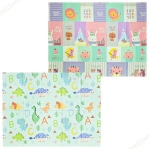 Tapete de Atividades Infantil Tatame Portátil dos Bebês e Crianças, Dupla Face, Dobrável, Macio, Gigante – Fácil de Guardar (BICHOS)