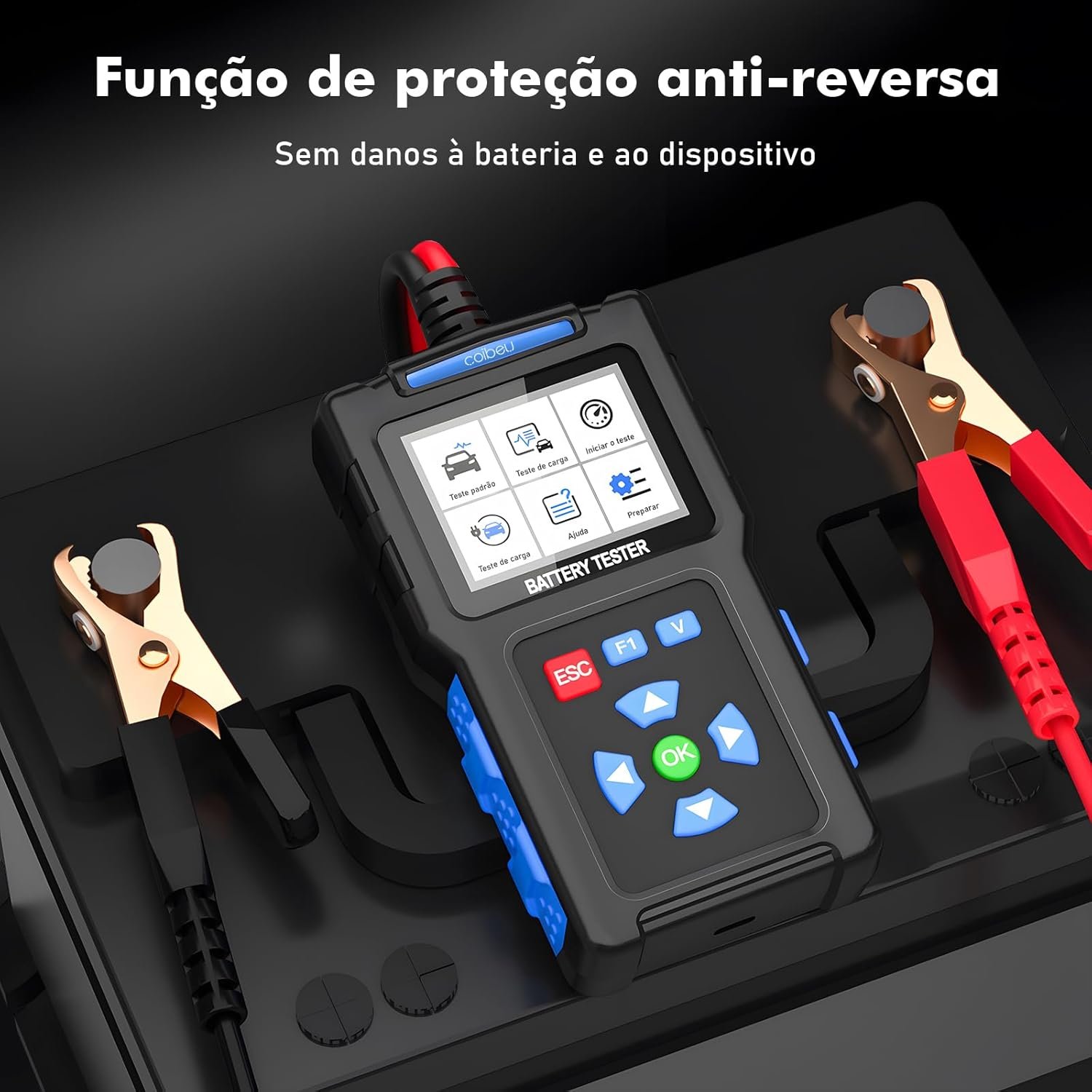 Testador de Bateria Automotiva 12V/24V com Medidor CCA – Tela 2,4", Teste de Partida e Alternador, compatível AGM/EFB/GEL, USB para atualização, Proteção de Polaridade Reversa, para carros, caminhões - Imagem 3