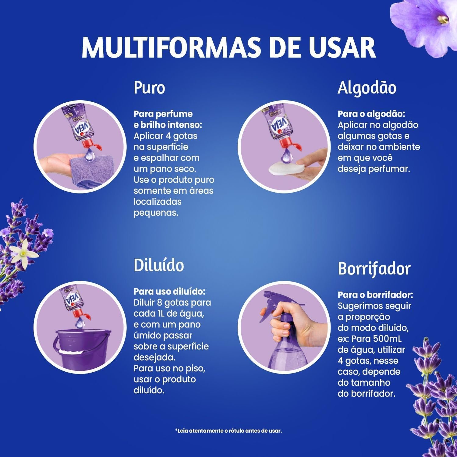 Veja Gotas de Perfume Ametista Lavanda Limpador Perfumado Concentrado 100 ml - Imagem 6