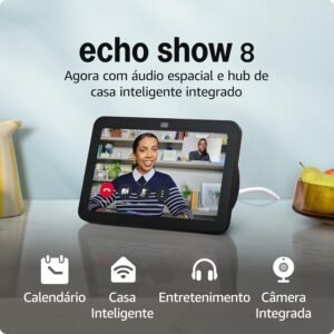 Echo Show 8 (3ª geração) | Smart display com áudio espacial, hub de casa inteligente e Alexa | Cor Preta