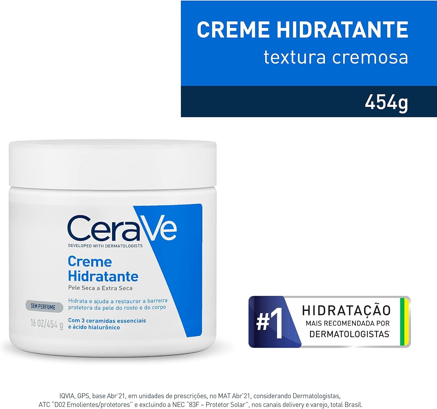 CeraVe Creme Hidratante Corporal, para Pele Seca a Extra Seca, com 3 Ceramidas Essenciais e Ácido Hialurônico, Hidratação Profunda e Duradoura, Tecnologia MVE, Sem Perfume, 453g - Imagem 3