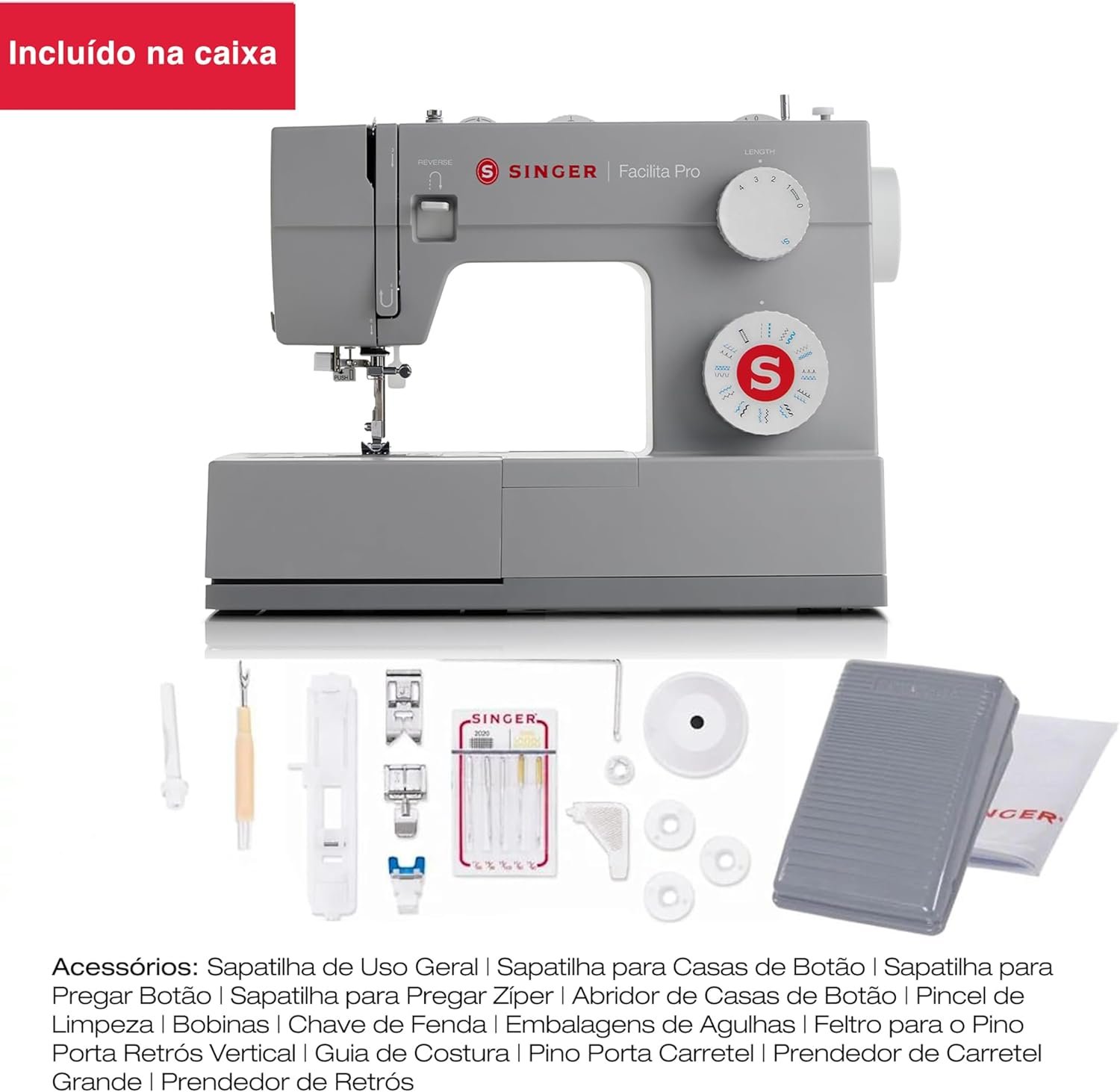 Máquina de Costura Singer Facilita Pro 4423 Mecânica 127 Volt | 23 Pontos, Motor Potente, Estrutura de Metal, Braço Livre, Base de Aço Inox, 1100 ppm | Ideal para Tecidos Pesados e Projetos Criativos - Imagem 5