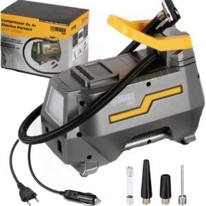 Mini Compressor De Ar Elétrico Portátil Bivolt 110/220v E 12v Muke Tools 120w 150 Psi Para Carro E Casa