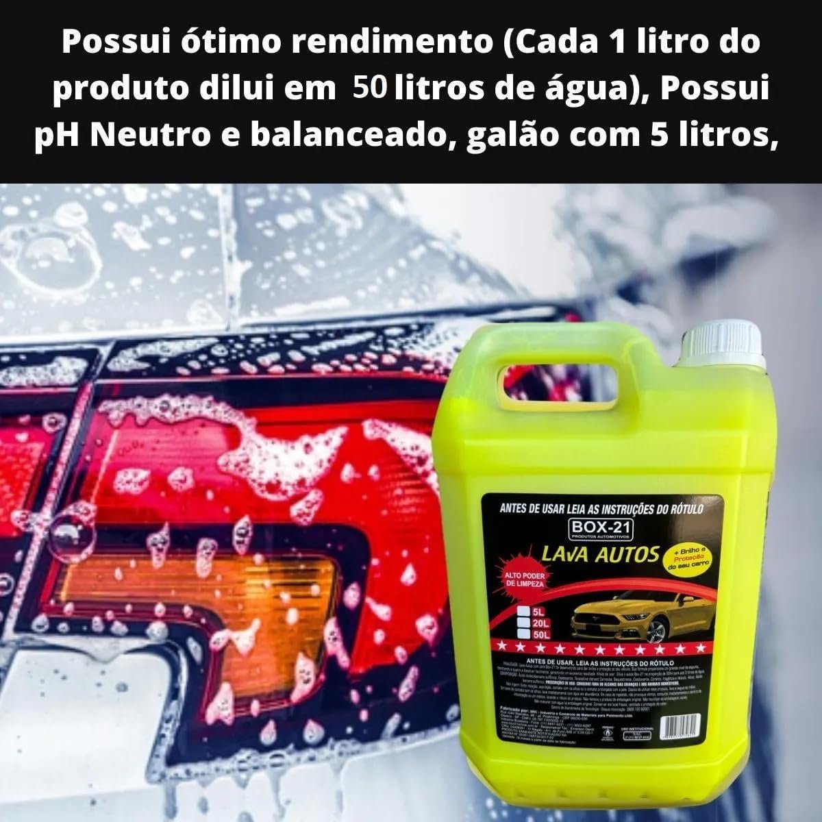 Shampoo Automotivo Detergente Carro Moto Com Cera 5 Litros