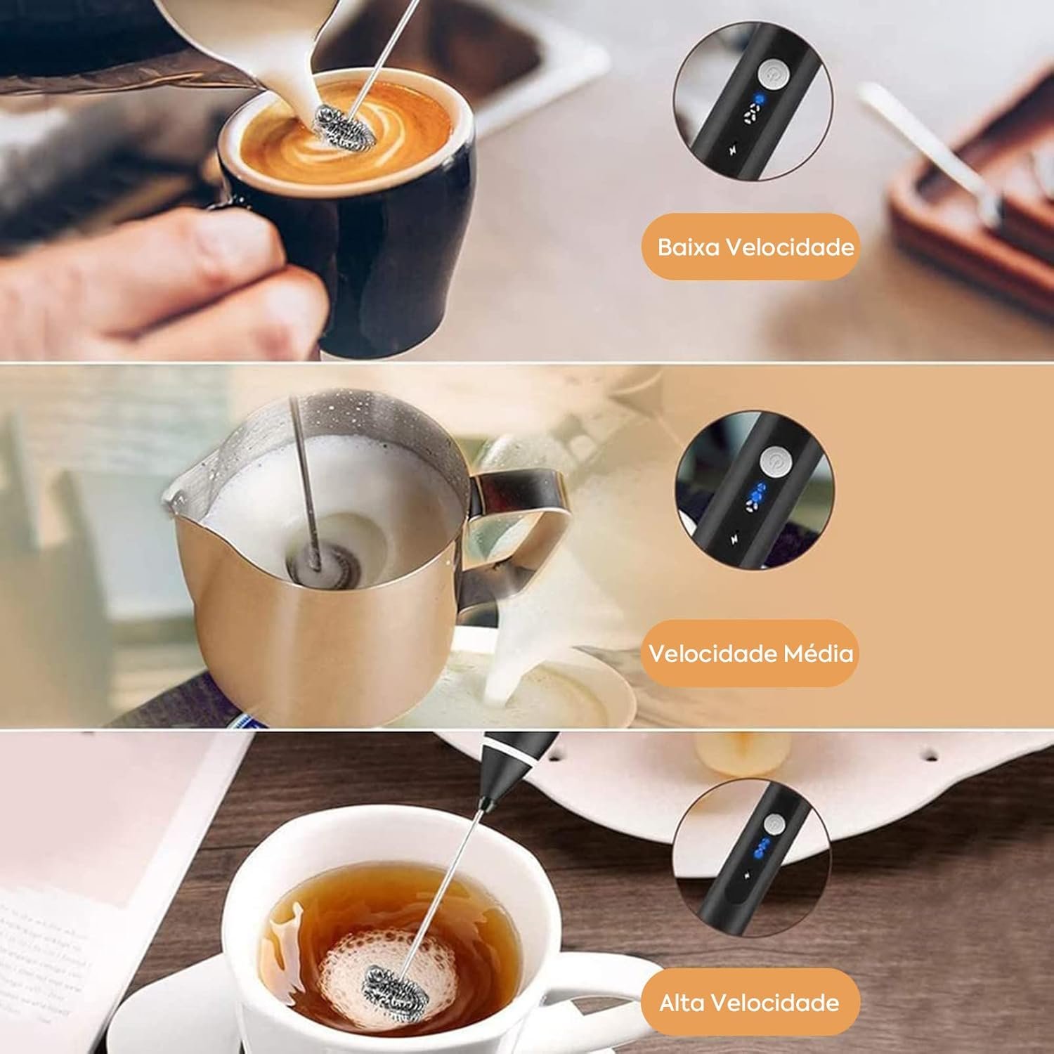 Mini Mixer Portátil Misturador de Bebidas Batedor Espumador de Leite USB Recarregável Cozinha Cafe Ovo - Imagem 4