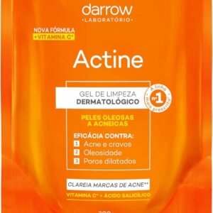 Darrow Actine Gel de Limpeza Dermatológico Facial com Ácido Salicílico, Vitamina C e Lactato de Mentila, Redução de 86% da Acne e -90% Oleosidade Imediatamente, 300g refil
