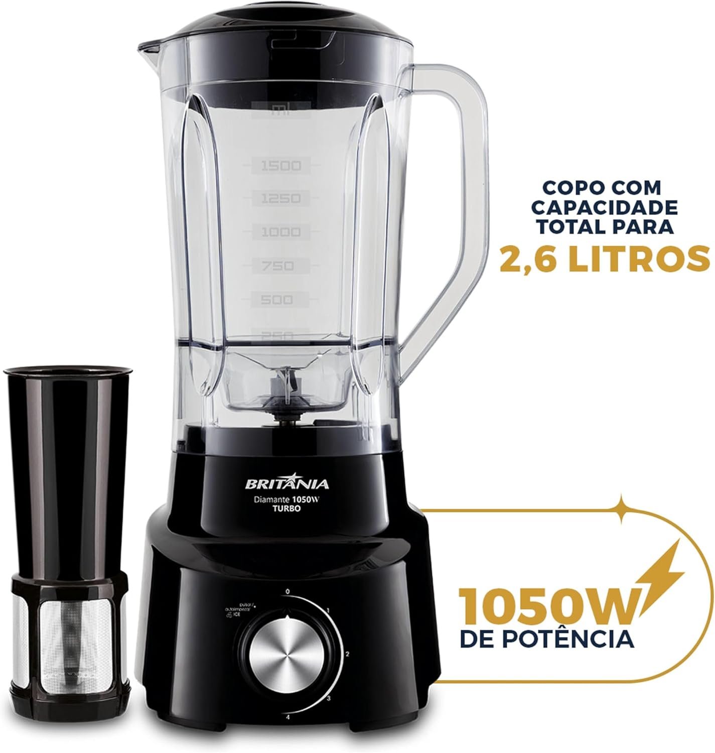 Liquidificador Britânia 900W 2.65L Diamante 800 com Filtro e 4 Velocidades Preto 127V - Imagem 6