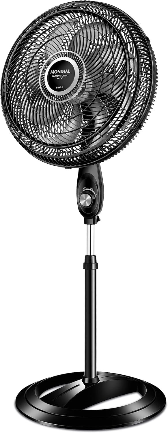 MONDIAL Ventilador Coluna, Turbo 8 Pás - 40cm, 220V, Preto/Prata, 140W - VTX-40C-8P