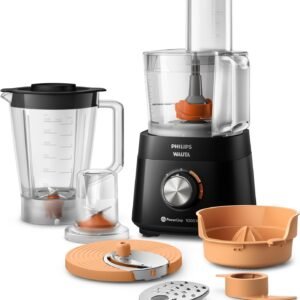 Philips Walita Multiprocessador PowerChop 1000, Preto, Copo com capacidade de 1,5 litros, Duas velocidades + pulsar, 6 acessórios, 1000W, 110V (HR7304/91)