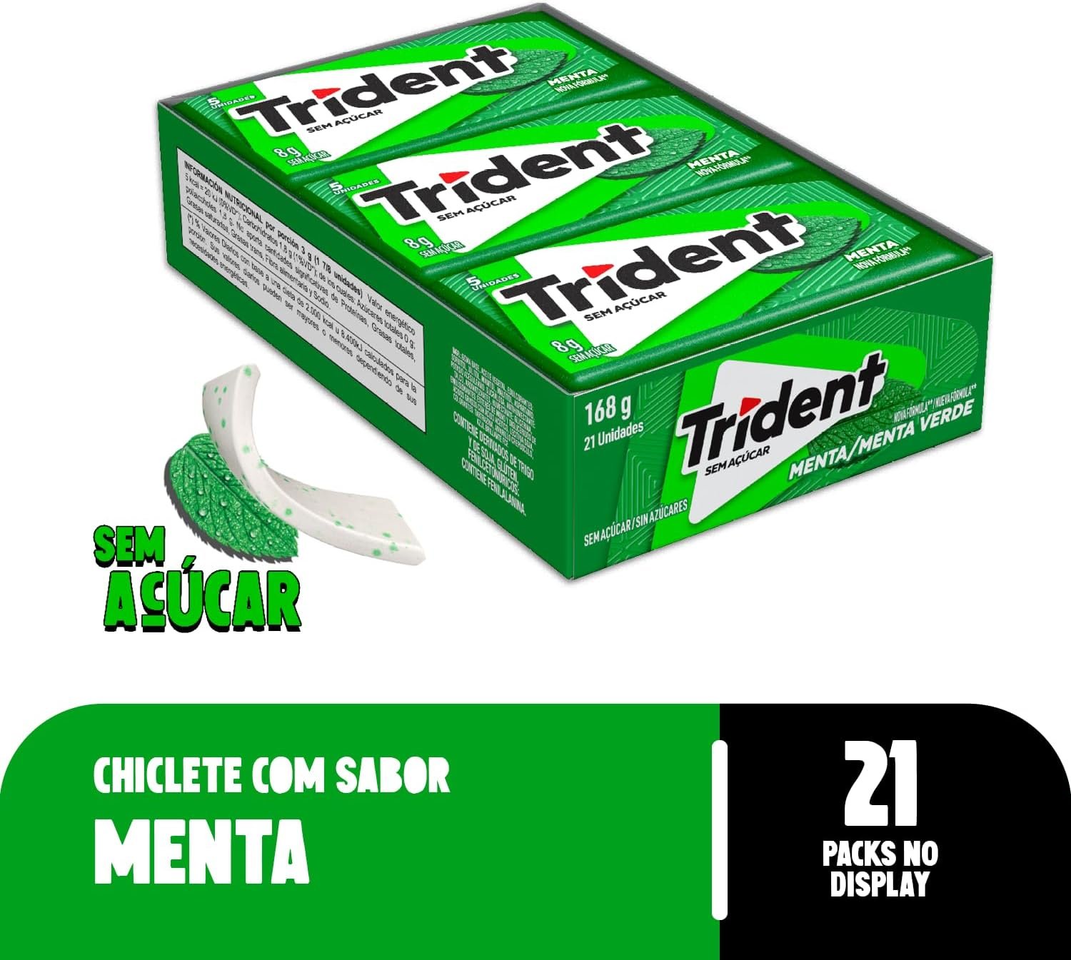 Chiclete Trident Menta Sem Açúcar - Caixa com 21 unid. de 8g - Imagem 3