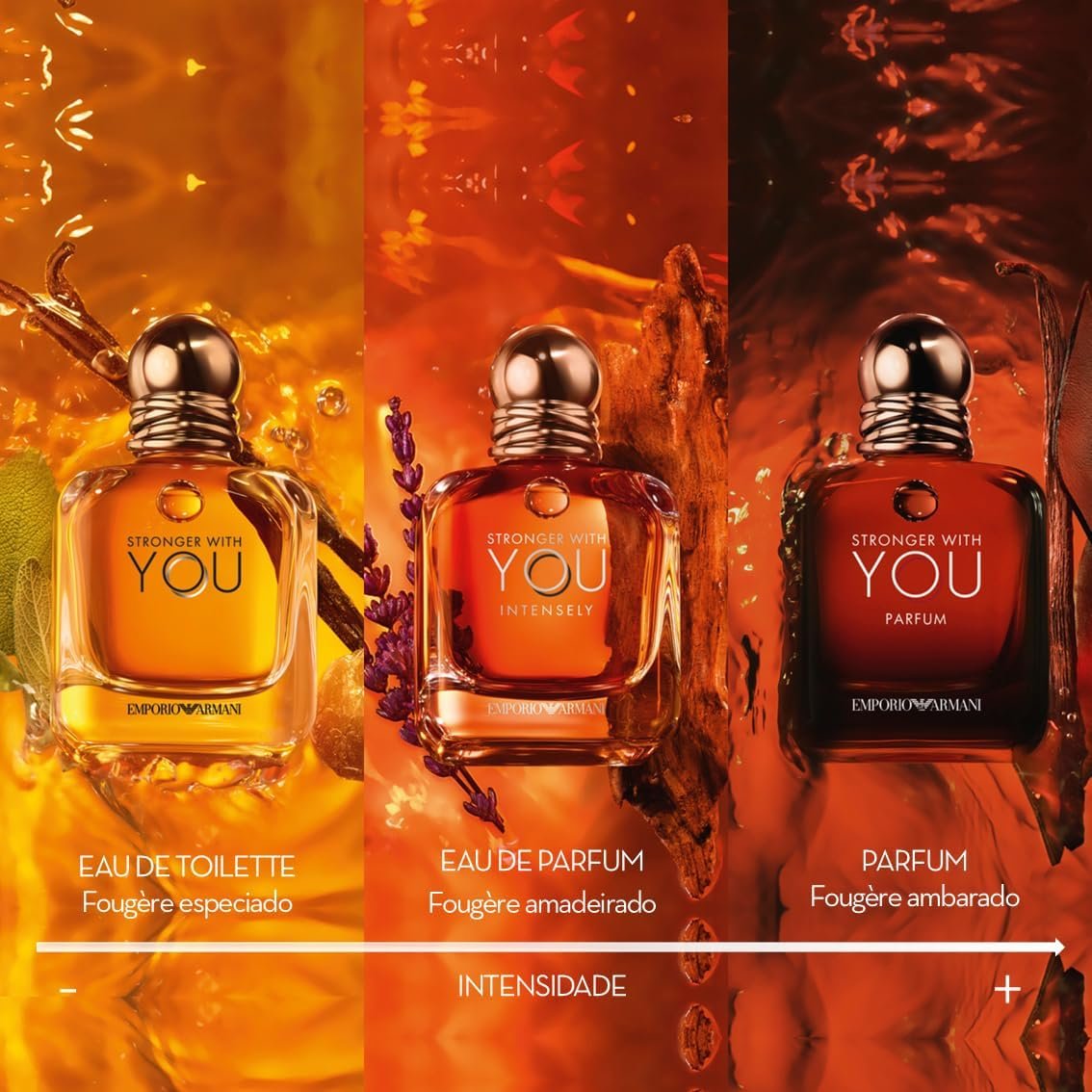 Armani Beauty, Stronger With You Intensely, Giorgio Armani Perfume Masculino EDP, Fragrância Fougère Amadeirada com Notas de Pimenta Rosa, Lavanda, Âmbar e Baunilha Defumada - Imagem 5