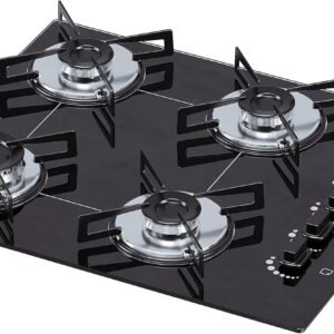 Cooktop 4 bocas Chamalux ultra chama Bivolt Trempe de Chapa Preto