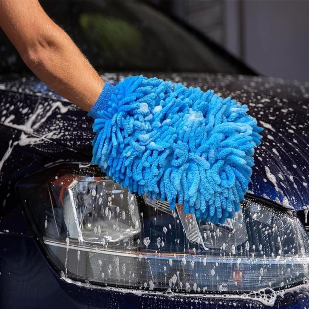 Kit 2 Luva de microfibra para lavagem de carro, pacote com 2 unidades sem fiapos, luva de microfibra de chenille premium, escova de lavagem de carro -Vende Mais - Imagem 3