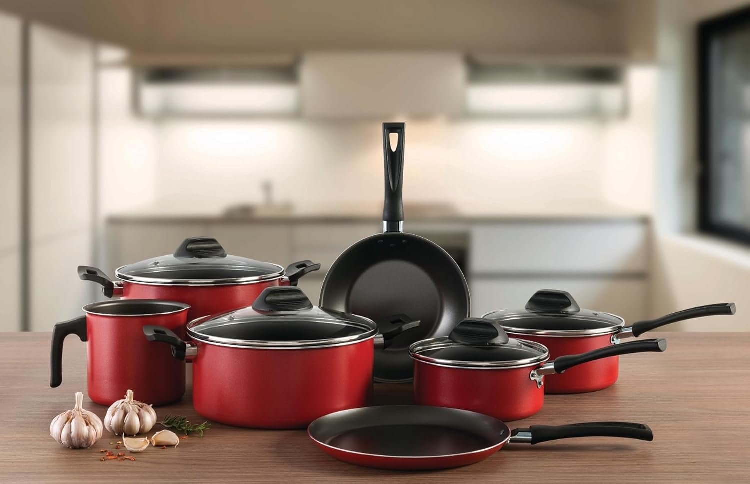 Brinox - Jogo de Panelas 7 Peças Garlic Antiaderente - Vermelho - Imagem 2