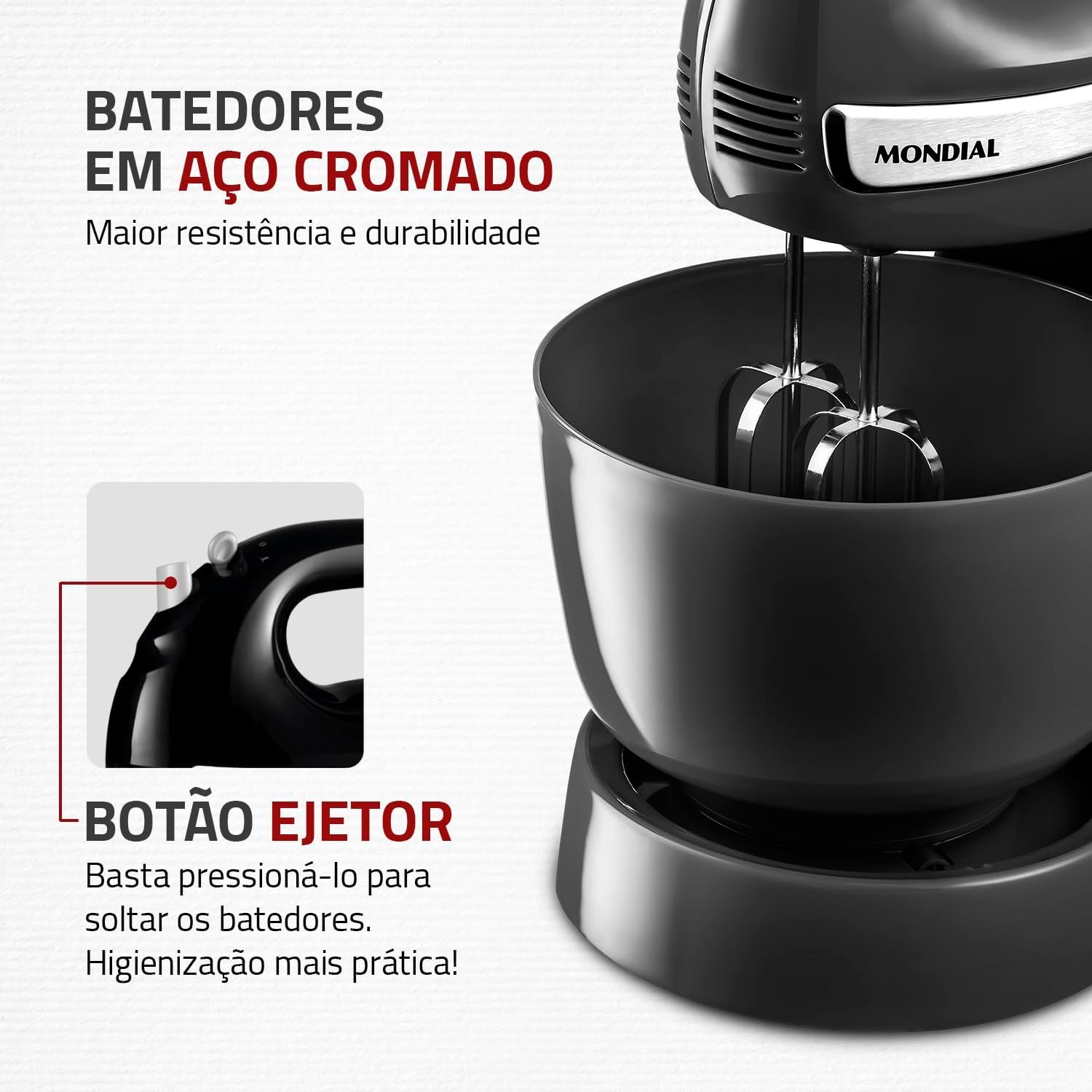 Batedeira Bella Massa, Mondial, Preto/Inox, 500W, 220V - B-23 NP - Imagem 4