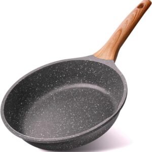 Frigideira Grande Em Cerâmica Cabo De Madeira Fundo Indução Fogão a Gás Elétrico e Indução Saudável Frita Sem Usar Óleo Durável