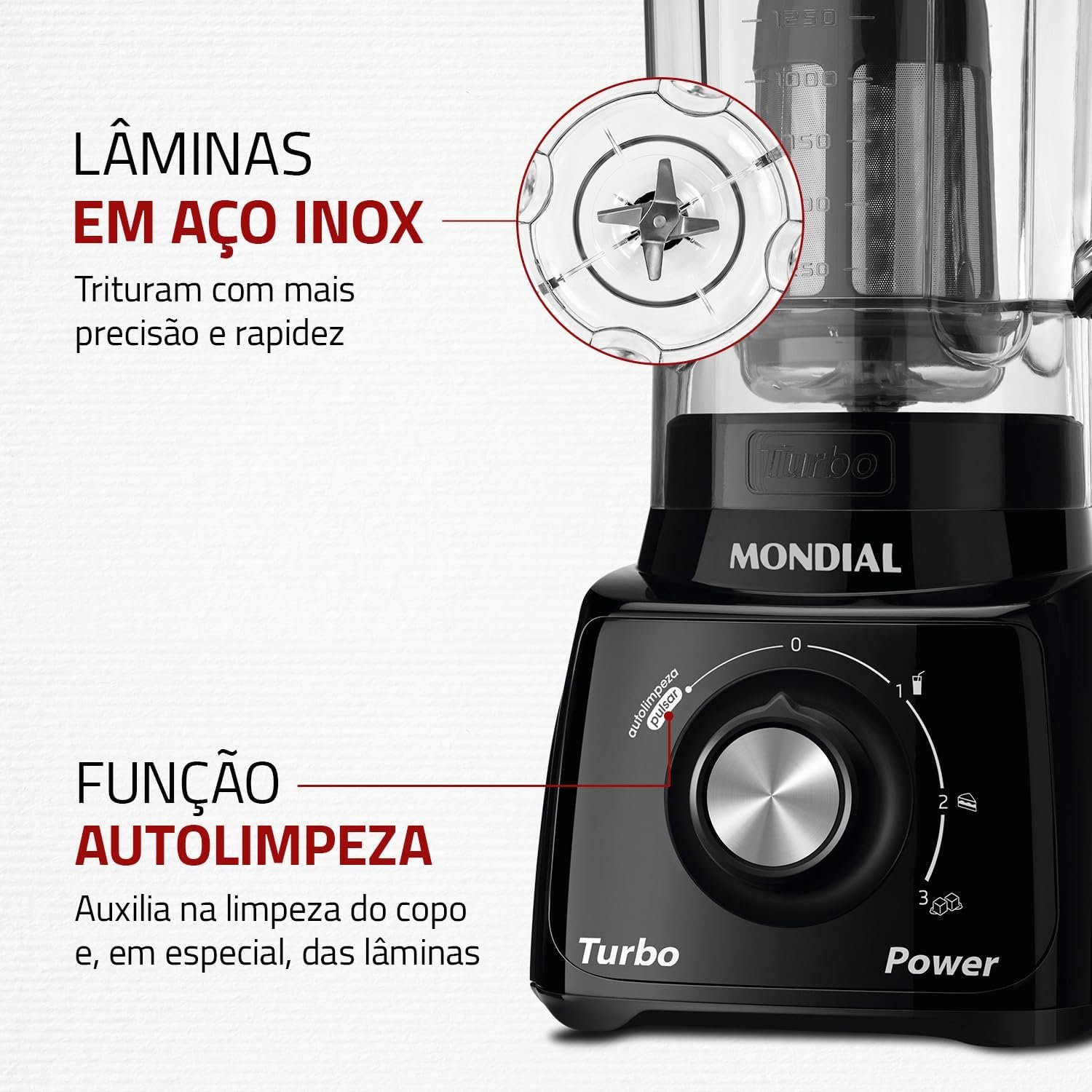 MONDIAL Liquidificador Turbo Power, Preto, 550W, 110V - L-99 FB - Imagem 6