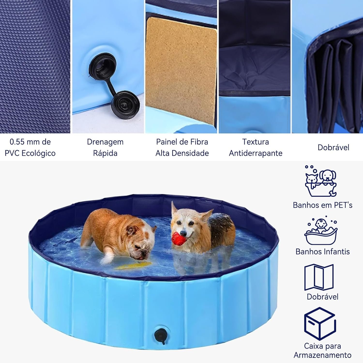 340 Litros Piscina Infantil, Piscina Chafariz Hidromassagem Inflavel, Banheira Dobravel Infantil para e Cães (120 * 30cm) - Imagem 3