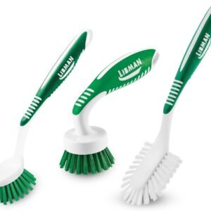 Libman Kit de escova de limpeza verde e branco, conjunto de 3 peças, escovas multiuso para cozinha, bacias, pias, máquinas de lavar louça